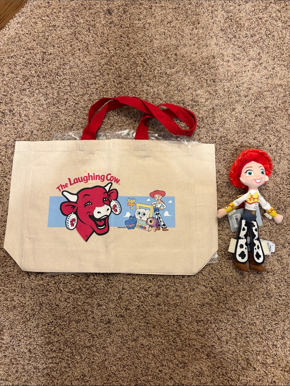Disney Toy Story Jessie doll and canvas tote bag with red handles
